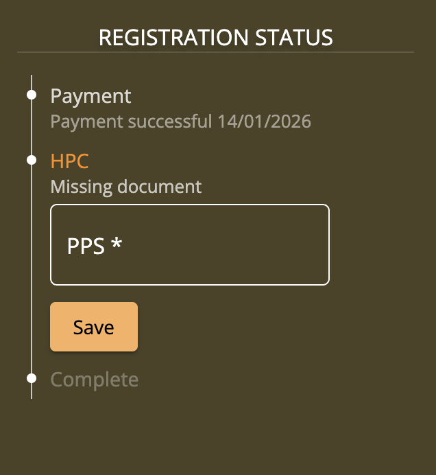 Registration profile screenshot 1